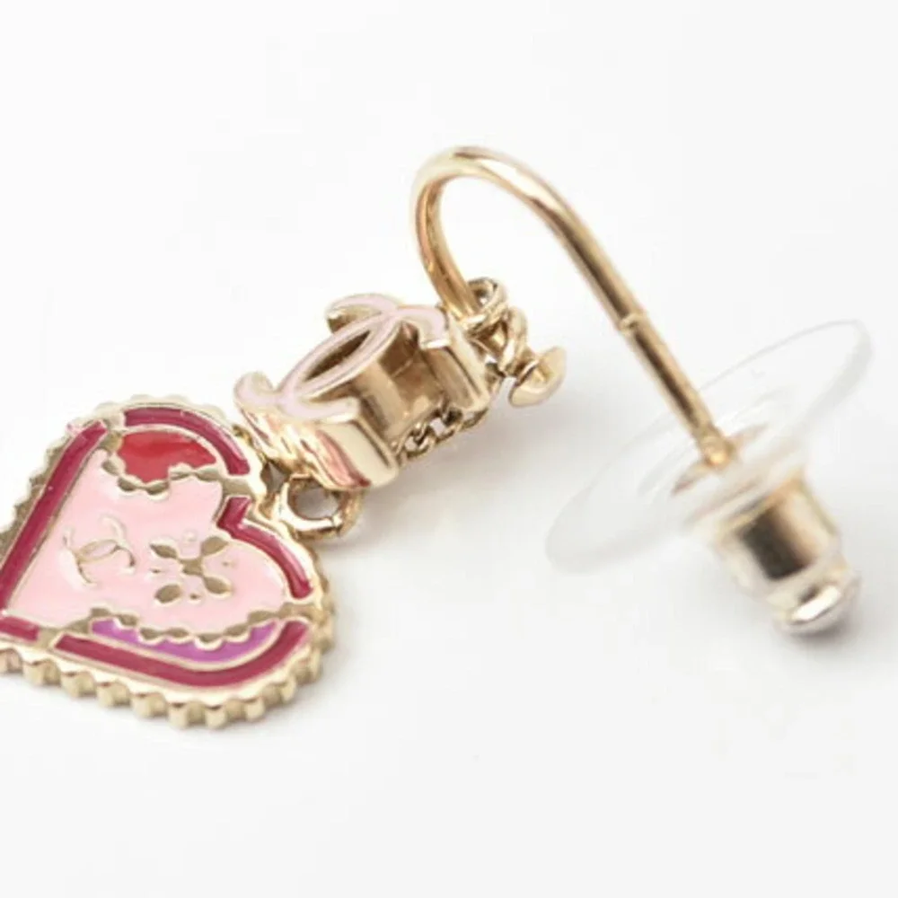 CHANEL Authentic Pink Heart Earrings
